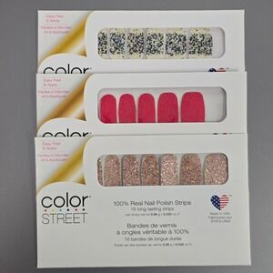 Color Street Glitter Nail Polish Strips Lot of 3 – New & Sealed